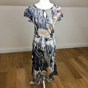 Komarov Crinkle Floral Lace Midi Dress